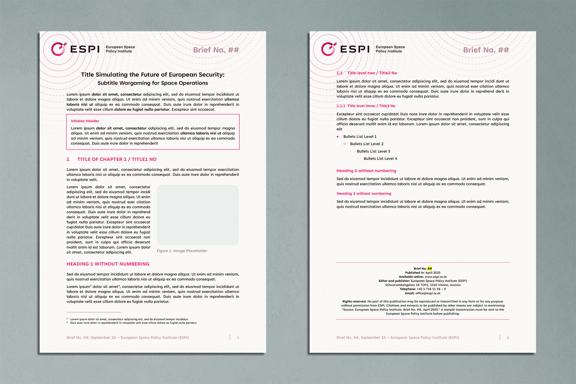 Entwicklung Corporate Word Vorlagen für European Space Policy Institute (ESPI)